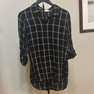 Calvin Klein Collection Black and White Plaid Top